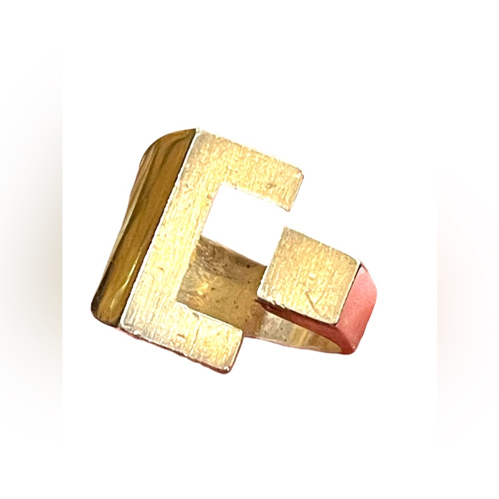 Mens Antique Scandanavian Hand crafted geometric modernist ring Sterling 950